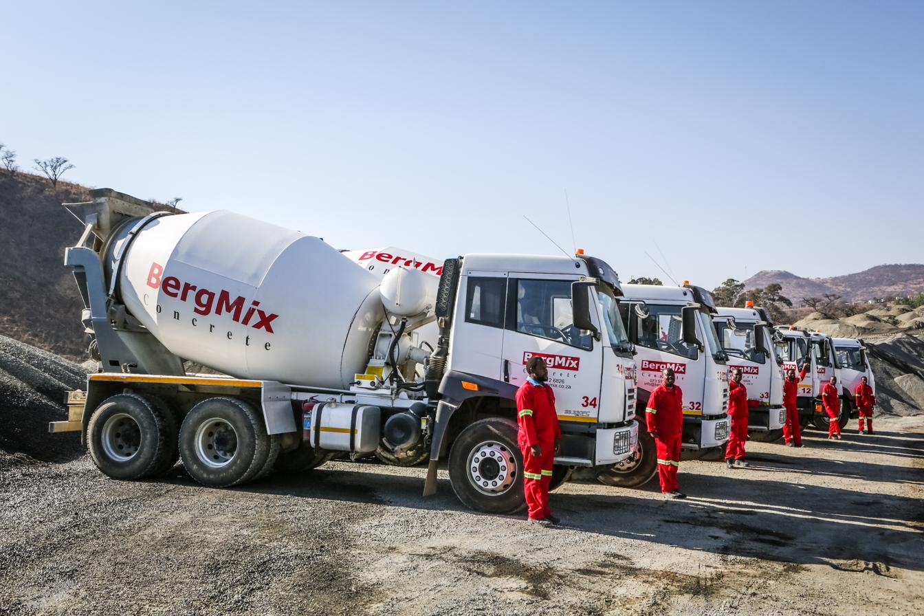 BergMix drivers and mixer fleet at the Estcourt plant